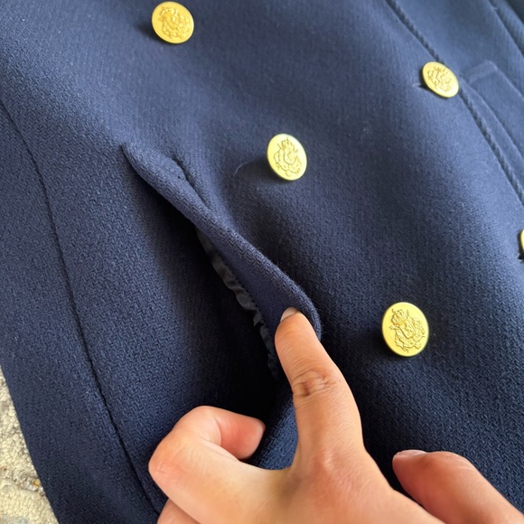 J. Crew Stadium Cloth by Nello Gori Wool Classic Blend Pea Coat Navy Size 2 - Picture 4 of 12